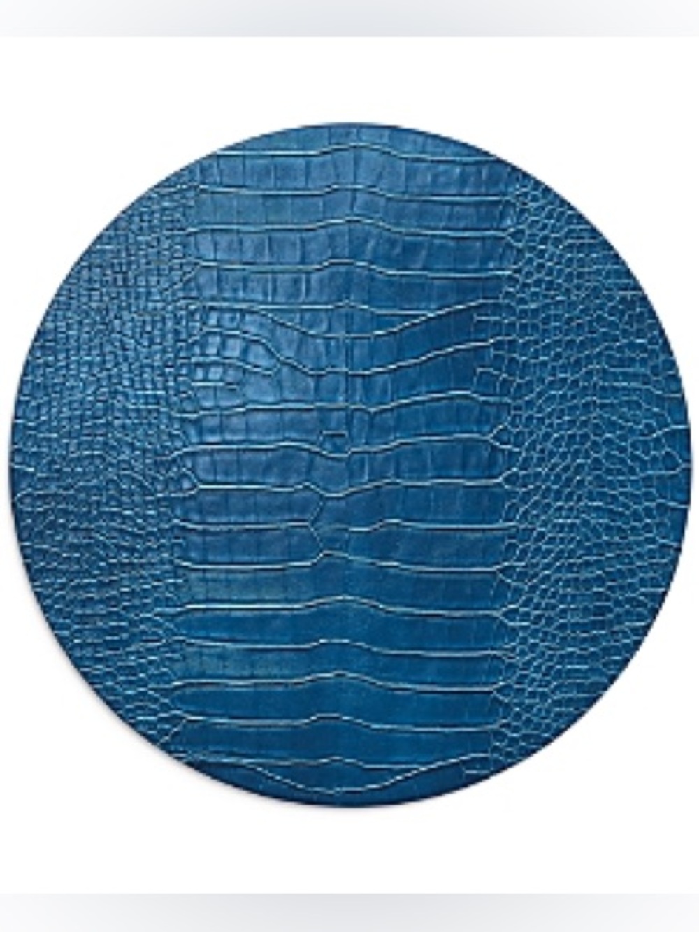 Blue Croc-Embossed Round Leather Accent